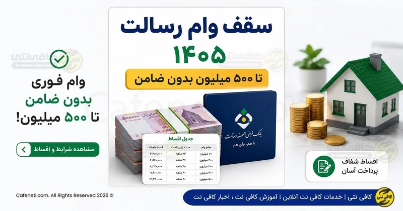 سقف وام رسالت ۱۴۰۵ | تا ۵۰۰ میلیون بدون ضامن + جدول اقساط