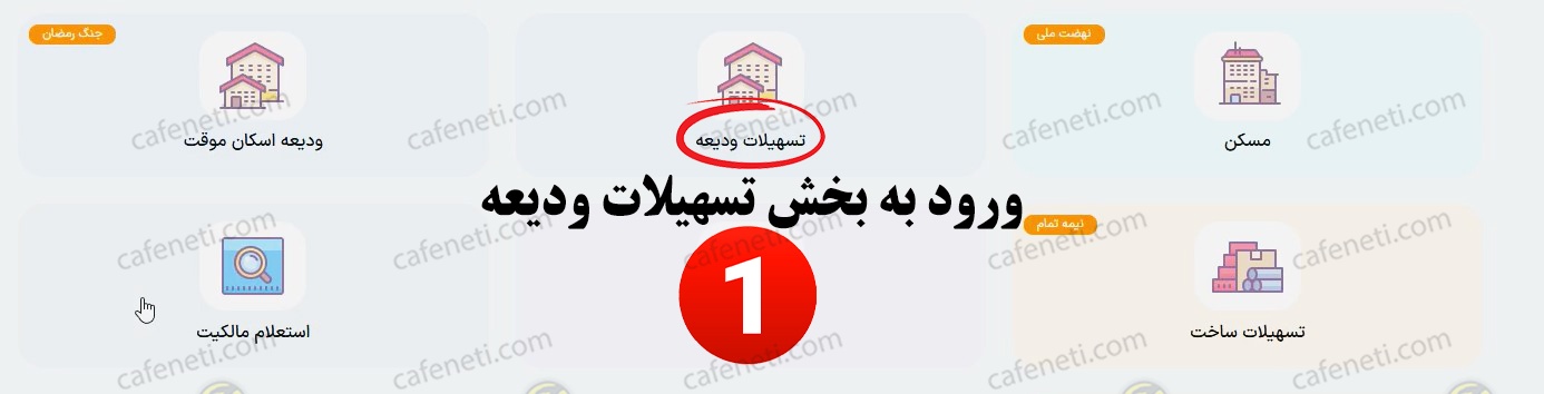 کلیک بر روی تسهیلات ودیعه