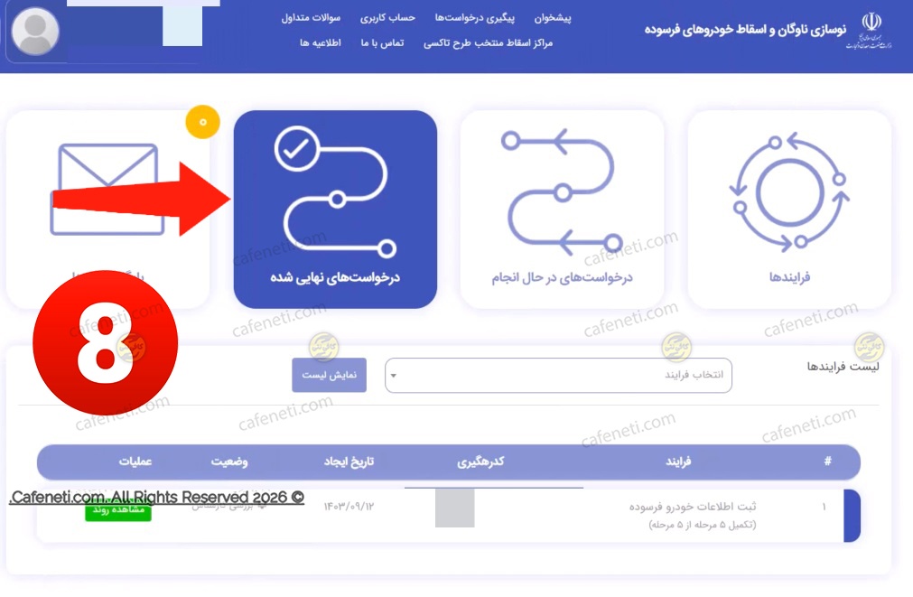 پیگیری درخواست خودرو فرسوده در سامانه nnhk