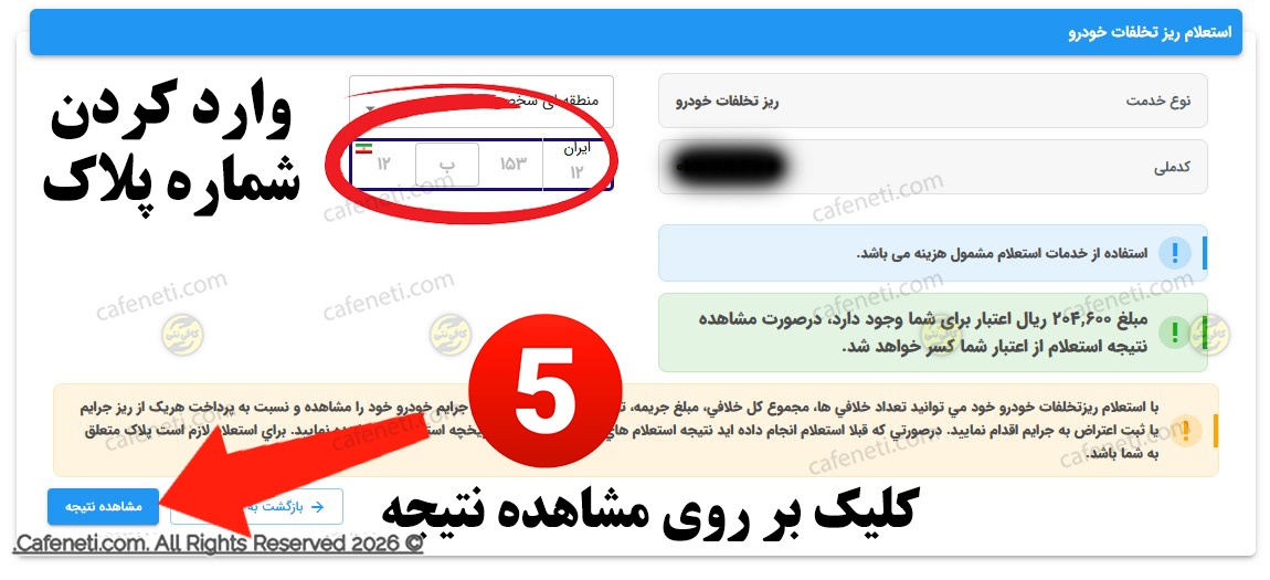 وارد نمودن شماره پلاک 