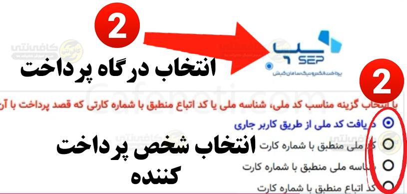 راهنمای پرداخت حق بیمه اختیاری تامین اجتماعی + گام به گام 8 انتخاب درگاه پرداخت و انتخاب شخص پرداخت کننده