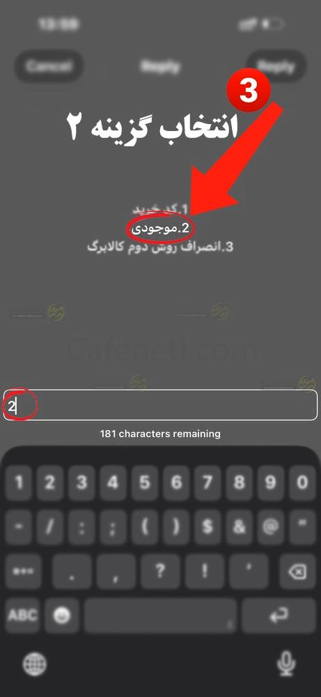 انتخاب گزینه مشاهده موجودی-کافی نتی