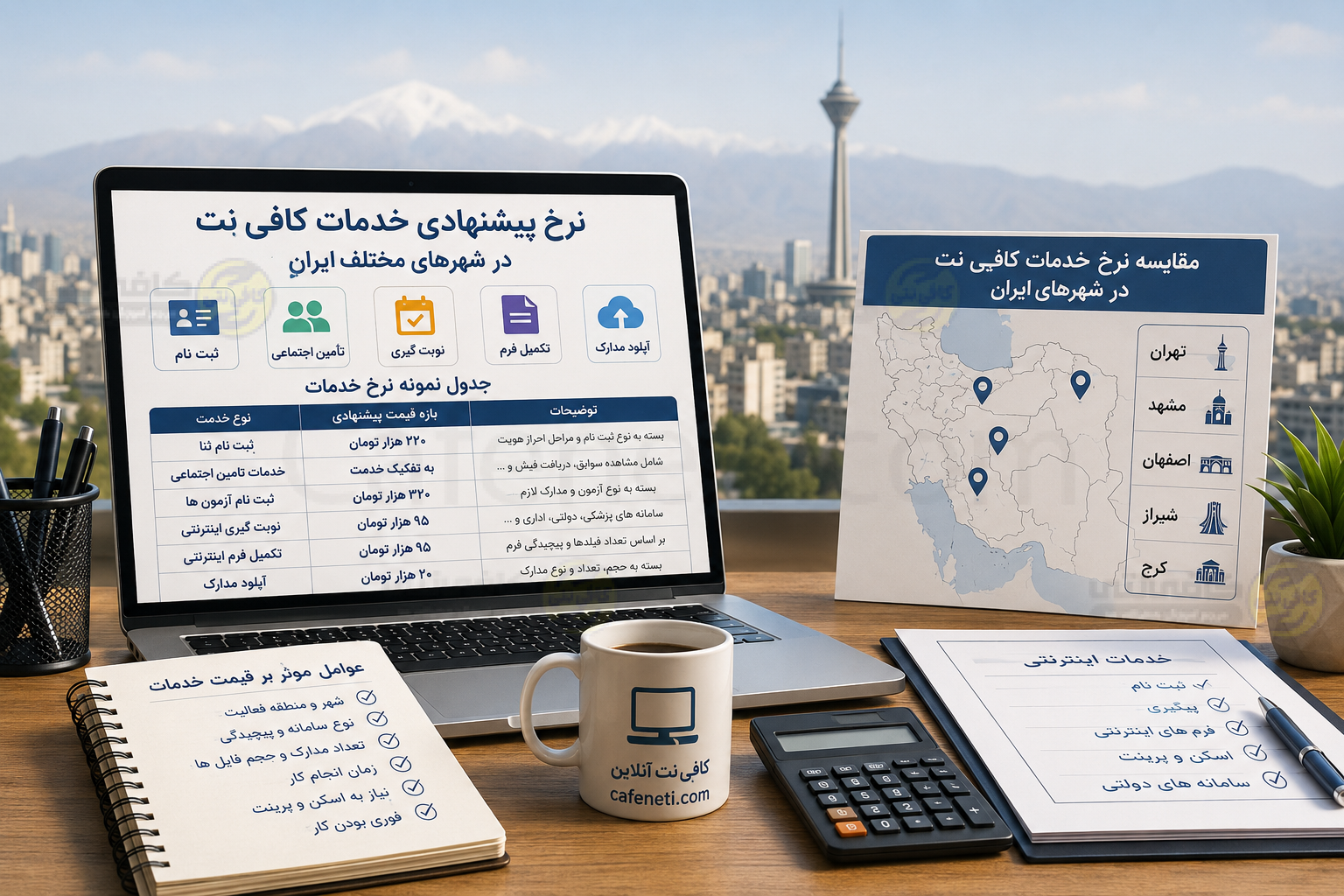 نرخنامه کافی نت 1405 | تعرفه خدمات کافی‌ نت به تفکیک شهر